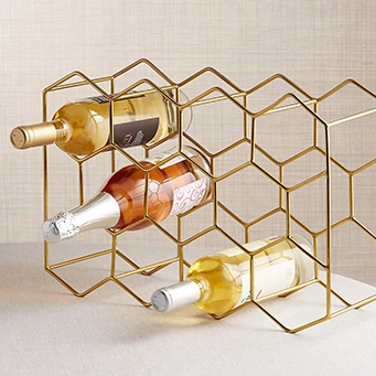 CRATE & BARREL - Gold Wine Bottle Rack