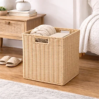 CONTAINED - Paper Rattan Storage Cube