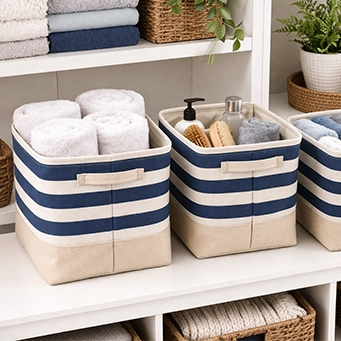TOWN HOUSE - Nautical Striped Bin